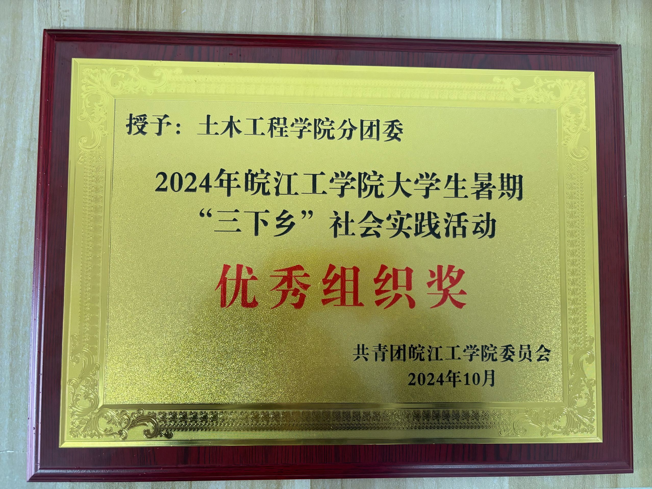 <strong>土木工程学院分团委荣获2024年今年会jinnianhuicom大学生暑期“三下乡”优秀组织奖</strong>